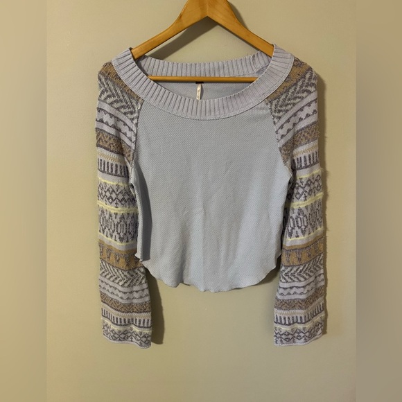 Free People Fairground Thermal Sweater Sky Blue Size Small - Picture 5 of 11